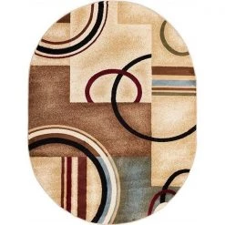 Infinity Home 547825O Barclay Arcs and Shapes 5 ft. 3 in. x 6 ft. 10 in. Oval Area Rug in Natural