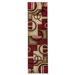 Infinity Home 547802L ARCS & SHAPES RED 2 ft. 3 in. x 9 ft. 6 in. Runner 54780