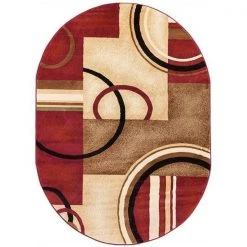 Infinity Home 547805O ARCS & SHAPES RED 5 ft. 3 in. x 6 ft. 10 in. OVAL 54780
