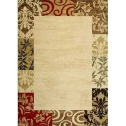 Infinity Home 548225O Vane Willow Damask Beige 5 ft. 3 in. X 6 ft. 10 in. Oval; 54822