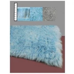 Ixi Eros UNBLU66 Eros 3 x 5 Rectangle Faux Flokati Shag Rug - Blue