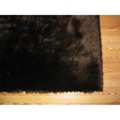 Ixi Eros UNDB91 Eros 4 x 4 Square Faux Flokati Shag Rug - Dark Brown