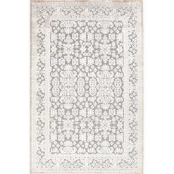 Jaipur Fables Regal RUG101566 5 in. W x 7.6 in. L Transitional Oriental Pattern Viscose-Chenille Rug in Gray