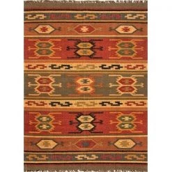Jaipur RUG100272 Bedouin Thebes 2 in. W x 3 in. L Flat Weave Tribal Hemp-Jute Handmade Rug in Deep Rust