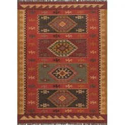 Jaipur RUG100282 Bedouin Amman 5 in. W x 8 in. L Flat Weave Tribal Hemp-Jute Handmade Rug in Red