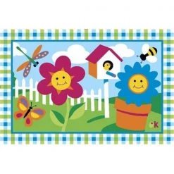 La Rug, Fun Rugs LA Rug OLK-001 3958 Olive Kids Collection - Happy Flowers Rug - 39 x 58 Inch
