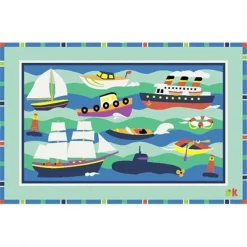 La Rug, Fun Rugs LA Rug OLK-002 3958 Olive Kids Collection - Boats & Bouys Rug - 38 x 59 Inch