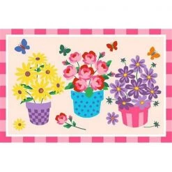 La Rug, Fun Rugs LA Rug OLK-014 3958 Olive Kids Collection - Blossoms & Butterflies Rug - 39 x 58 Inch