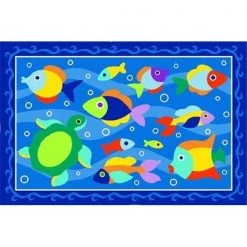 La Rug, Fun Rugs LA Rug OLK-023 1929 Olive Kids Collection - Somethin Fishy Rug - 19 x 29 Inch