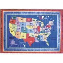 La Rug, Fun Rugs LA Rug FT-184 5376 Fun Time Collection - State Capitals Rug - 5 Ft 3 In x 7 Ft 6 In