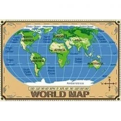 La Rug, Fun Rugs LA Rug TSC-153 3147 Supreme World Map- Multi-Color