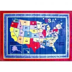 La Rug, Fun Rugs LA Rug FT-184 3147 Fun Time State Capitals- Multi-Color