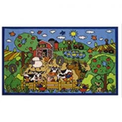 La Rug, Fun Rugs La Rug FT-151 39 in. x 58 in. Fun Time Happy Farm Kids Rug - Multi Colored