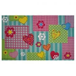 La Rug, Fun Rugs La Rug FT-157 39 in. x 58 in. Fun Time Hearts and Flowers Kids Rug - Multi Colored