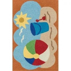 Loloi Rugs ANGEHAN25ORML193H 1 ft. 9 in. x 2 ft. 9 in. Angelou Hearth Shape Hand-Made Area Rug; Orange and Multi
