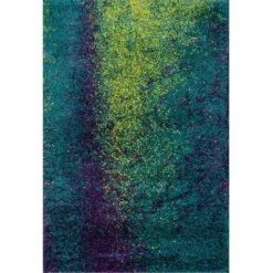Loloi Rugs BARCBS-03PXLL77A5 7 ft. 7 in. x 10 ft. 5 in. Barcelona Shag Rectangular Shape Power Loomed Area Rug; Peacock and Lime