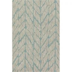 Loloi Rugs Loloi Rug ISLEIE-02MIAQ5377 Mist & Aqua Indoor-Outdoor Rectangular Shape Area Rug; 5 ft. 3 in. x 7 ft. 7 in.