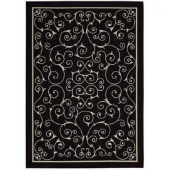 Nourison 11210 Home & Garden Area Rug Collection Black 7 ft 9 in. x 10 ft 10 in. Rectangle