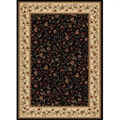 Radici Usa Inc Radici 1593-1111-BLACK Como Rectangular Black Traditional Italy Area Rug; 5 ft. 5 in. W x 7 ft. 7 in. H