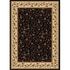 Radici Usa Inc Radici 1593-1114-BLACK Como Rectangular Black Traditional Italy Area Rug; 2 ft. 2 in. W x 7 ft. 7 in. H