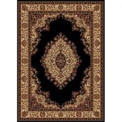 Radici Usa Inc Radici 1595-1211-BLACK Como Rectangular Black Traditional Italy Area Rug; 5 ft. 5 in. W x 7 ft. 7 in. H