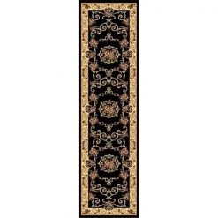 Rugs America 21338 2 ft. 3 in. x 7 ft. 10 in. New Vision Souvanerie Black Runner Area Rug