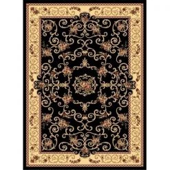 Rugs America 21336 3 ft. 11 in. x 5 ft. 3 in. New Vision Souvanerie Black Rectangular Area Rug