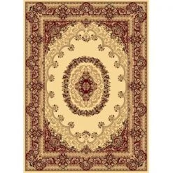 Rugs America 21356 3 ft. 11 in. x 5 ft. 3 in. New Vision Kerman Cream Rectangular Area Rug