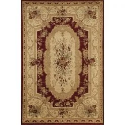 Rugs America 23767 7 ft. 10 in. x 10 ft. 10 in. Sorrento Aubusson Red Rectangular Area Rug