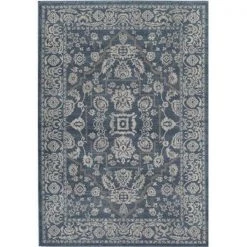 Rugs America 26086 Estelle Blue Ivory Runner Oriental Rug; 2 ft. 2 in. x 7 ft. 6 in.