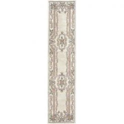 Rugs America 21529 2 ft. 3 in. x 10 ft. New Aubusson Ivory Runner Area Rug