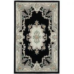 Rugs America 21540 8 x 11 ft. New Aubusson Black Rectangular Area Rug