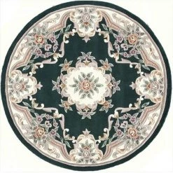 Rugs America 21548 6 ft. New Aubusson Emerald Round Area Rug