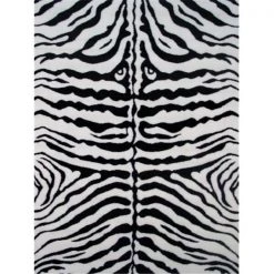 La Rug, Fun Rugs LA Rug FT-186 Fun Time Nylon Zebra Skin Rug - White