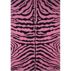 La Rug, Fun Rugs LA Rug FT-189 9" x 29"-39" x 58"-51" x 78" Pink-Black Zebra Skin
