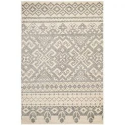 Safavieh ADR107B-6 6 x 9 ft. Medium Rectangle Casual Adirondack; Ivory and Silver Power Loomed Rug