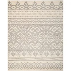 Safavieh ADR107B-8 8 x 10 ft. Large Rectangle Casual Adirondack; Ivory and Silver Power Loomed Rug