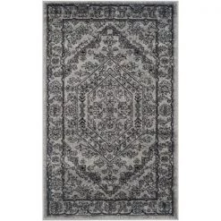 Safavieh ADR108A-4 4 x 6 ft. Small Rectangle Casual Adirondack; Silver and Black Power Loomed Rug