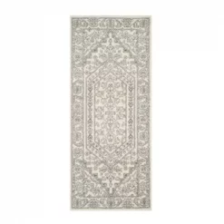 Safavieh ADR108B-210 2 ft.-6 in. x 10 ft. Runner Casual Adirondack; Ivory and Silver Power Loomed Rug