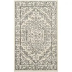 Safavieh ADR108B-9 9 x 12 ft. Large Rectangle Casual Adirondack; Ivory and Silver Power Loomed Rug