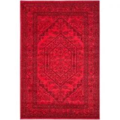 Safavieh ADR108F-5 5 ft.-1 in. x 7 ft.-6 in. Medium Rectangle Casual Adirondack; Red and Black Power Loomed Rug