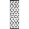 Safavieh AMT412M-27 2 ft.-3 in. x 7 ft. Runner Indoor-Outdoor Amherst; Ivory and Navy Power Loomed Rug