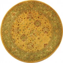Safavieh AT21C-8R 8 x 8 ft. Round Traditional Antiquity; Gold Hand Tufted Rug