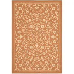 Safavieh CY2098-3202-4 4 Ft. x 5 Ft. - 7 In. Small Rectangle; Indoor - Outdoor Courtyard Terracotta Natural Machine Made Rug