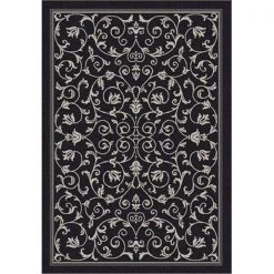 Safavieh CY2098-3908-6 6 Ft. - 7 In. x 9 Ft. - 6 In. Medium Rectangle; Indoor - Outdoor Courtyard Black And Sand Machine Made Rug