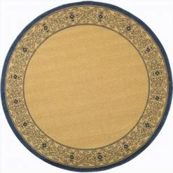 Safavieh CY2099-3101-7R 6 Ft. - 7 In. x 6 Ft. - 7 In. Round; Indoor - Outdoor Courtyard Natural Blue Machine Made Rug