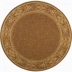 Safavieh CY2326-3009-7R 6 Ft. - 7 In. x 6 Ft. - 7 In. Round; Indoor - Outdoor Courtyard Brown Natural Machine Made Rug