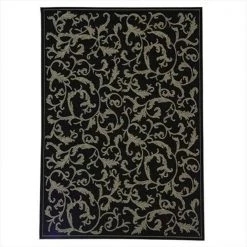 Safavieh CY2653-3908-9 9 Ft. x 12 Ft. - 6 In. Large Rectangle; Indoor - Outdoor Courtyard Black And Sand Machine Made Rug
