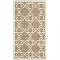 Safavieh CY6032-242-2 2 ft. x 3 ft. -7 in. Accent Indoor-Outdoor Courtyard; Brown and Beige; Machine Made Rug