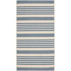 Safavieh CY6062-233-2 2 ft. x 3 ft. -7 in. Accent Indoor-Outdoor Courtyard; Beige and Blue; Machine Made Rug